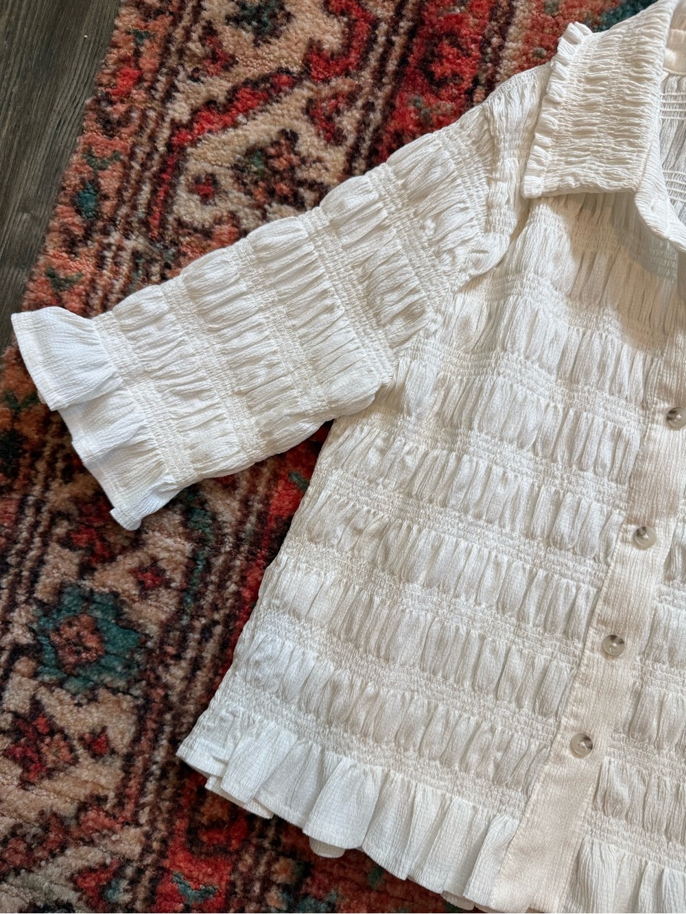*In store currently* Anthropologie Maeve Smocked Button-Front Top - Picture 5 of 9